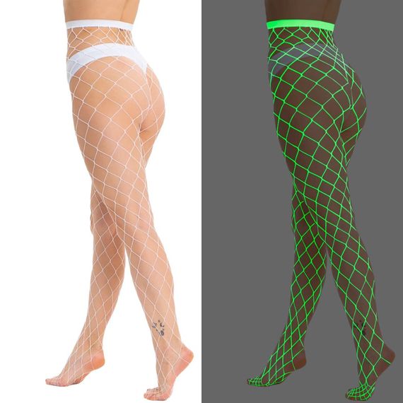 Колготки у велику сітку (світяться в темряві)  Babydoll 48 Білий yg135-1 | Зображення 1