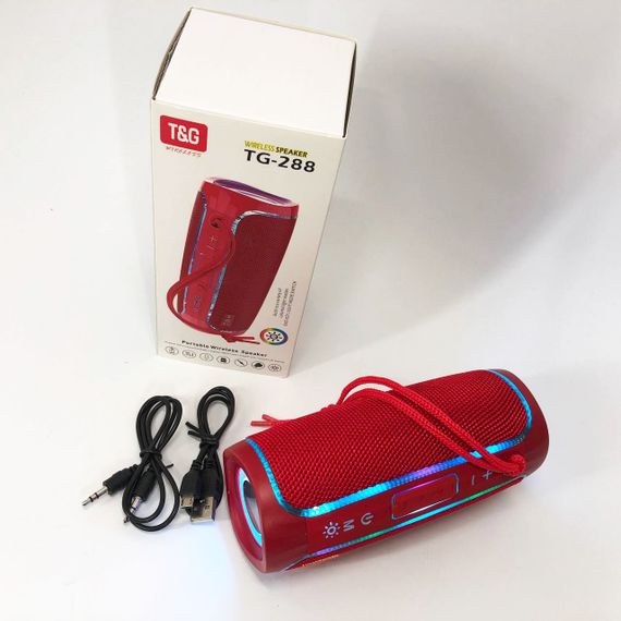 Портативная Bluetooth колонка с LED подсветкой TG288, громкая колонка для вечеринки. Цвет: красный | Зображення 8