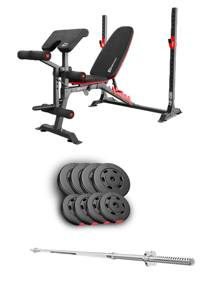 Набір Hop-Sport Premium 39кг з лавою HS-1095 та штангою