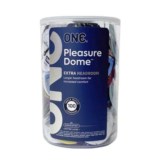 Набір презервативів ONE Pleasure Dome, 100 шт, гладенькі, з розширеною головкою, паковання-тубус