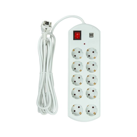 Мережевий фільтр живлення PowerPlant 5м, 10 розеток, USB, євро, 100% мідь (YS-N6065/5) (EX610556) | Зображення 1