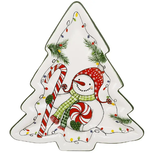 Блюдо керамічне у формі ялинки Зимова казка, 25.6*23.3*2.8см