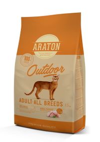 Корм ARATON OUTDOOR Adult All Breeds сухой с курицей и индейкой для взрослых кошек 1.5 кг