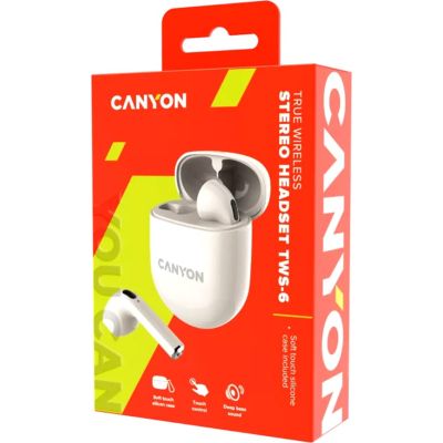 Наушники Canyon TWS-6 Beige (CNS-TWS6BE) (CNS-TWS6BE) | Зображення 5