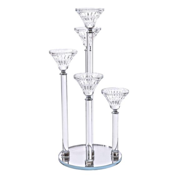 Подсвечник стеклянный на 5 свечей 16×37.5 см подсвечник декоративный прозрачный на ножке HP-4-18 | Зображення 4