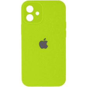 Чехол Silicone Case Full Camera Protective (AA) для Apple iPhone 12 (6.1") Кислотно-зеленый / Acid Green