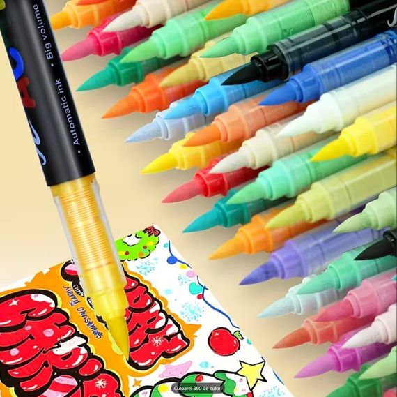 Акрилові маркери GuangNa Brush GN-8101 з м’яким пензликом 360 шт. | Зображення 6