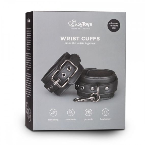 Наручники Easy Toys Faux Leather Handcuffs, чорні | Зображення 1