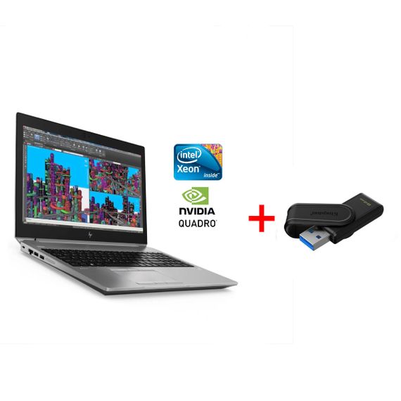 Мобільна робоча станція HP Zbook 15 G5 / 15.6'' (1920x1080) IPS / Intel Xeon E-2176M (6 (12) ядра по 2.7 - 4.4 GHz) / 32 GB DDR4 / 512 GB SSD NVMe / nVidia Quadro P2000, 4 GB GDDR5, 128-bit / WebCam / Win 11 Pr б/в + Подарунок Накопичувач Kingston 64 ГБ