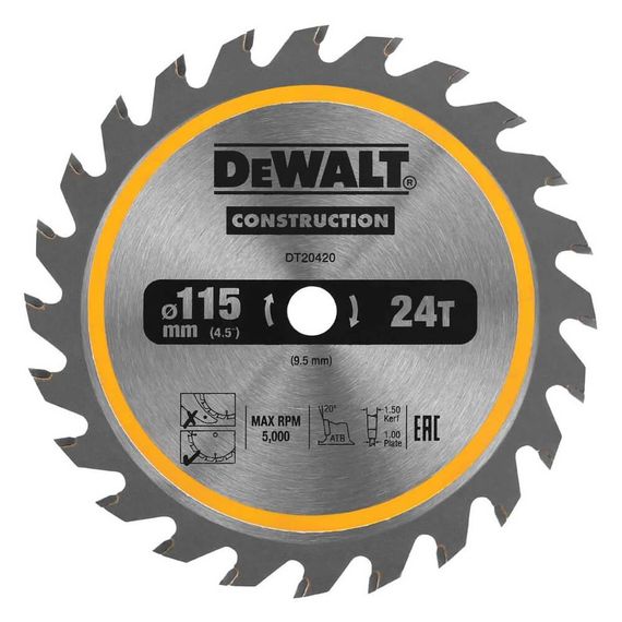 Диск пильний універсальний 115*9,5мм DeWALT DT20420