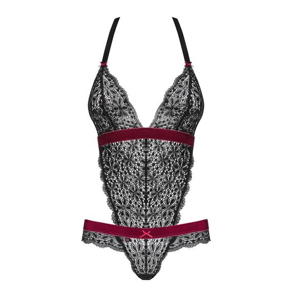 Мереживне боді з відкритою спиною Obsessive Rossita, чорний, S/M sexstyle | Зображення 9