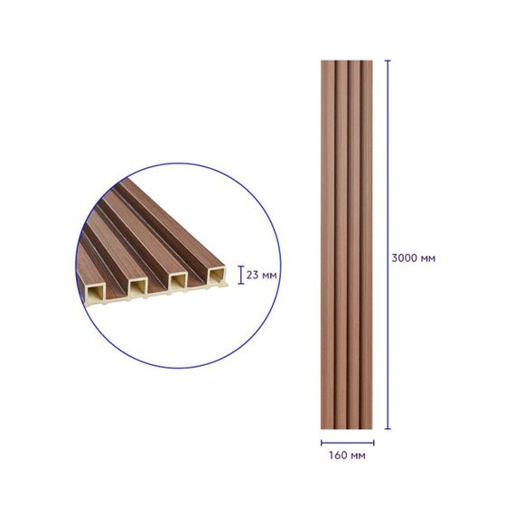 Декоративна стінова рейка капучино 3000*160*23мм (D) SW-00001538 | Зображення 2