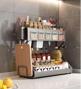 Органайзер для спецій Glaceon Spice Rack двоярусна сушарка-полиця для посуду та приправ, кухонна