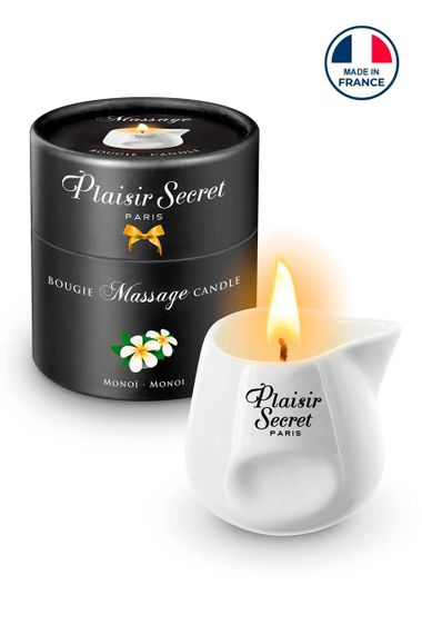 Массажная свеча Plaisirs Secrets Monoi (80 мл) подарочная упаковка, керамический сосуд Sex Aura