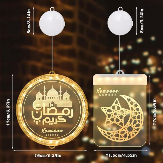 Декоративна LED лампа Ramadan, набір 2шт, на батарейках, прикраса на стіну або вікно Рамадан | Зображення 6