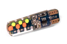 Світлодіодна лампа StarLight T10 12 діодів 12 V СІВ / crystal MULTICOLOR / друкована плата