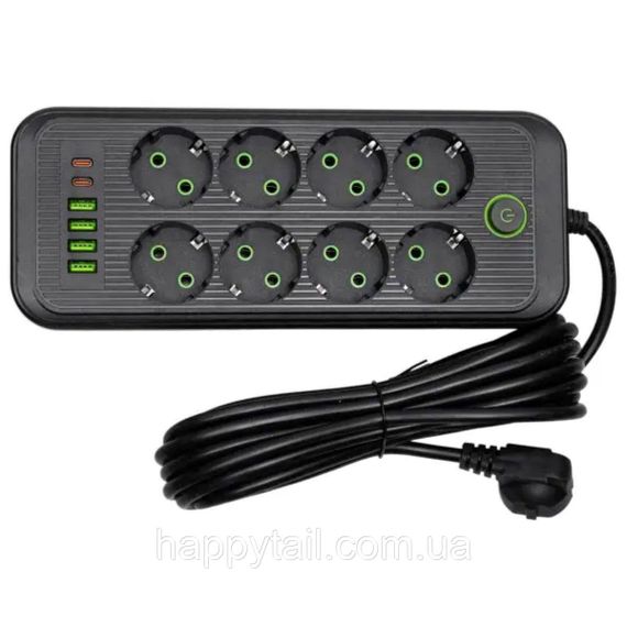 Мережевий фільтр-подовжувач 8 розеток 4xUSB-A 2xUSB-C 5м чорний HP-5-56 | Зображення 1
