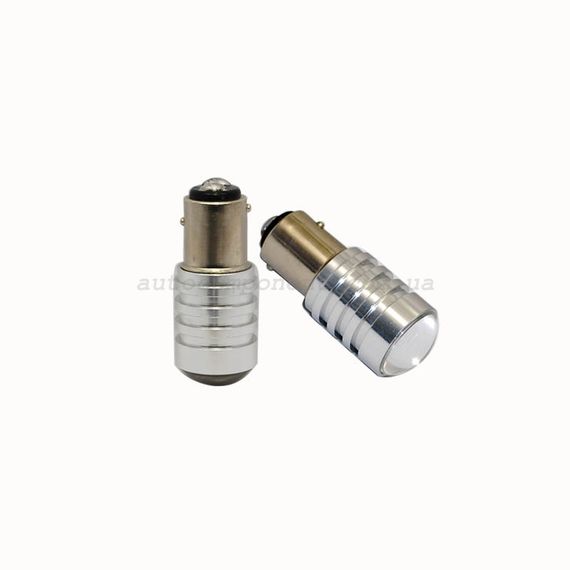 Светодиодная лампа AllLight T25/5  6 диодов 7014 BAY15D 12V WHITE + линза