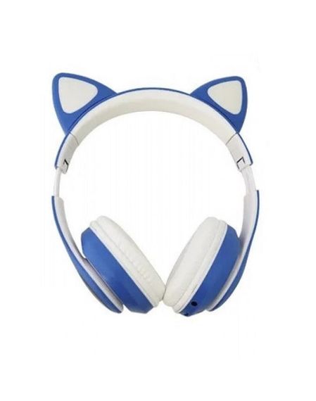 Навушники бездротові Cat Ear VZV-24M Bluetooth з різнобарвною LED-підсвіткою і котячими вушками Сині
