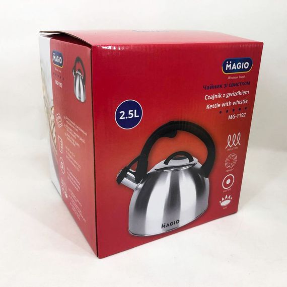 Чайник з одинарним дном Magio, Чайник металевий зі свистком, Нержавіючі чайники зі свистком US-56