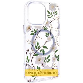 TPU+PC чохол Clear Garden with MagSafe для Apple iPhone 17 (6.3") White Gardenia