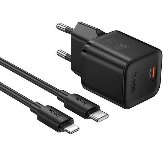 СЗУ Hoco N66 Ingenious PD35W (1USB-C) + кабель Type-C to Lightning Black | Зображення 2