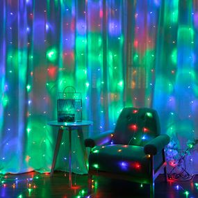 Гірлянда 240LED Водоспад (Red/Green/Blue/Yellow), 8 режимів, 3*2 метр, прозора ізоляція, живлення 220V