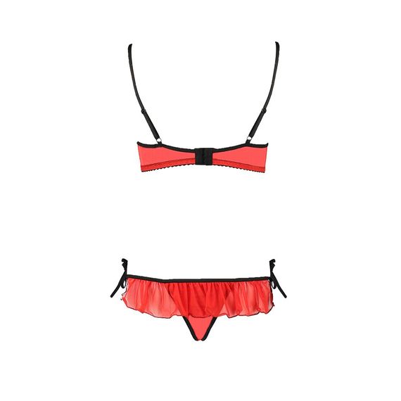 Комплект білизни Passion Exclusive CHERRY SET OpenBra S/M, red, відкритий ліф, трусики-спідничка | Зображення 5