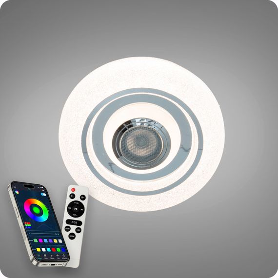 Люстра світлодіодна 517 Dlight RGB з пультом і  колонкою 45Вт Білий (02147) | Зображення 7