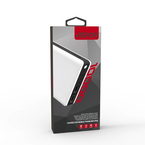 Портативний зарядний пристрій (Повербанк) Aspor A341 10000 mAh-біло-сірий | Зображення 3