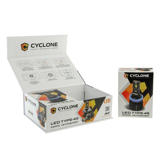 Светодиодные лампы Cyclone LED 9005 HB3 6000K 12000Lm type 45 CanBus (2 лампы) | Зображення 4