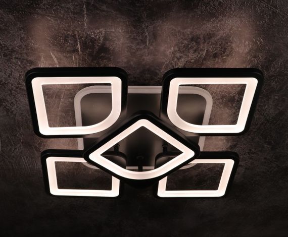 Люстра світлодіодна стельова LED світильник для квартири на стелю лед з пультом 25726 Чорний 11х40х40 см. | Зображення 3