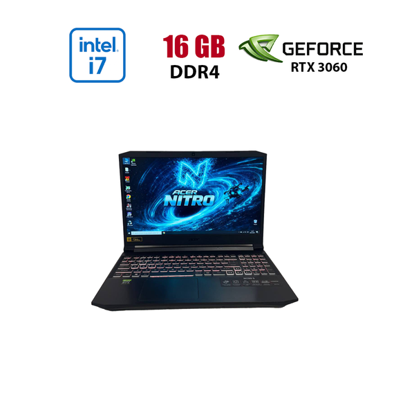 Ігровий ноутбук Acer Nitro 5 AN515-57 / 15.6" (1920x1080) IPS / Intel Core i7-10750H (6 (12) ядер по 2.6 - 5.0 GHz) / 16 GB DDR4 / 512 GB SSD / nVidia GeForce RTX 3060, 6 GB GDDR6, 192-bit / WebCam б/в