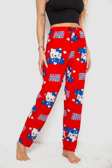 Штани жіночі домашні, колір червоний, 238R1101-1 | Зображення 2