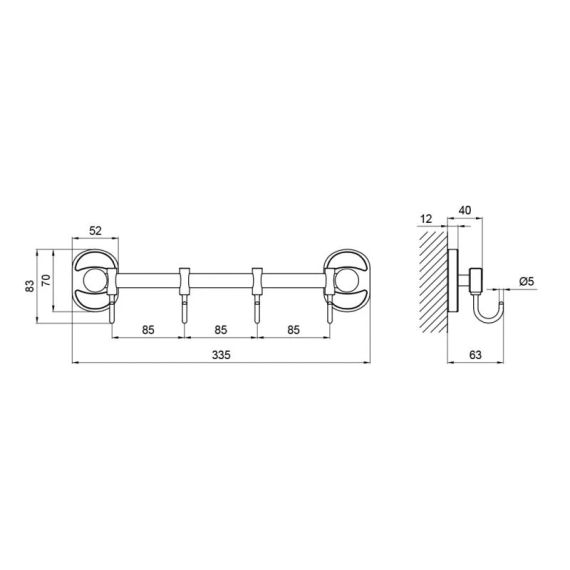 Держатель Lidz Oreo 0804 4 крючка LDORE0804CRM22175 Chrome | Зображення 2