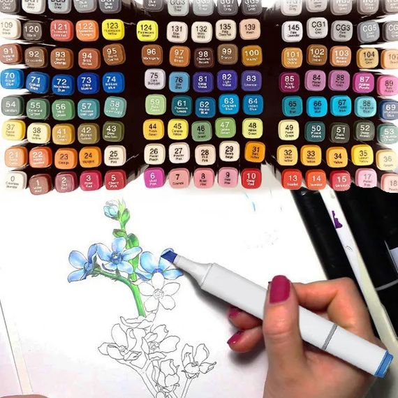 Маркери для малювання 80 шт, Набір скетч маркерів, Маркери на спиртовій основі, EX-943 Маркери TOUCH | Зображення 6