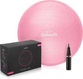 Фітбол Queenfit 65см світло-рожевий + насос