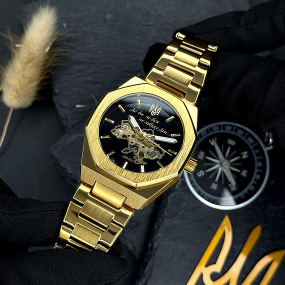 Класичний годинник Awarder 026-3D Де би не був Gold-Black, сталевий ремінець | Зображення 1
