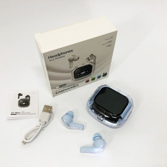 Бездротові вакуумні навушники TWS з дисплеєм LED, вологозахист IPx4 Bluetooth 5.4 з кейсом. Колір: блакитний | Зображення 4