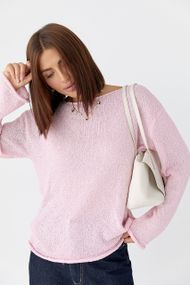 В'язаний джемпер із необробленими краями - рожевий цвет, ONE SIZE (є розміри)