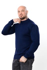 Утеплений чоловічий джемпер однотонний приталений Носи своє 3XL Темно-синій (p-18082-213510)