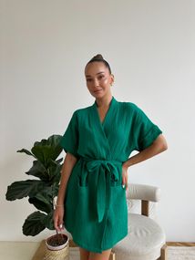 Жіночий халат COSY із мусліну Hawaii, зелений