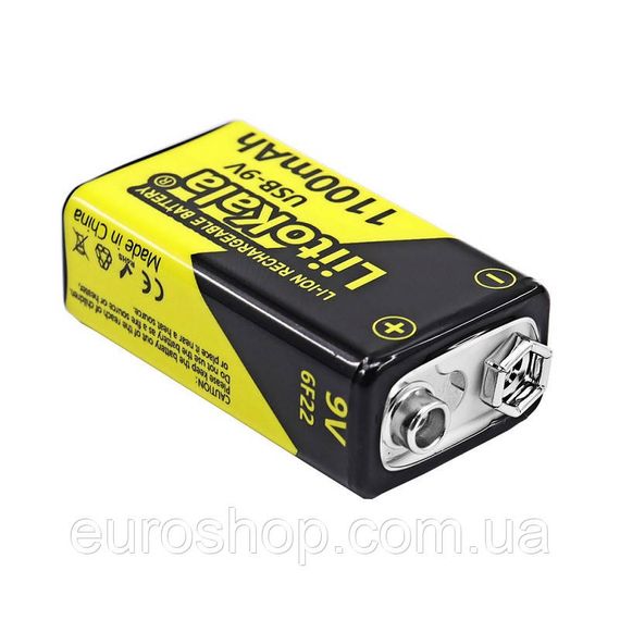 Аккумулятор крона LiitoKala Li-Ion 9V 1100mAh USB type-C, 6F22 | Зображення 2
