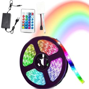 Світлодіодна стрічка RGB на 16 кольорів, Різнокольорова стрічка на 5 метрів LED 5050   знижка