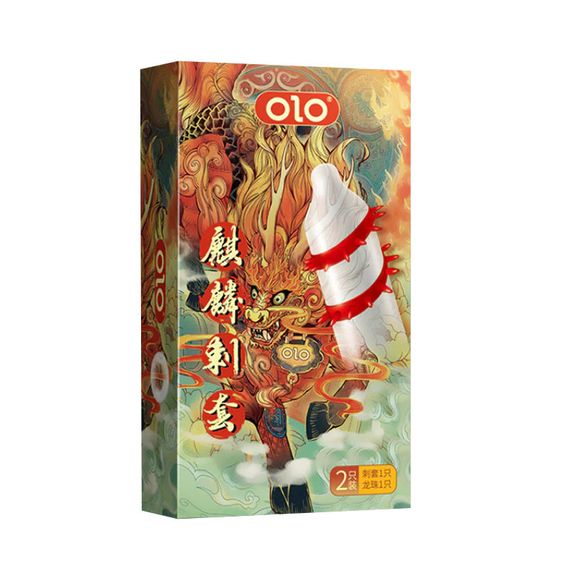 Презерватив з вусиками OLO RED DRAGON і з подовжуючою кулькою