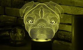 Акриловий світильник-нічник Мопс жовтий tty-n001419