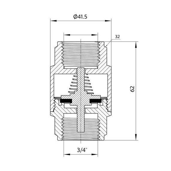 Зворотній клапан Thermo Alliance Forte 3/4" ВВ нікель з латунним штоком TAF240W20 | Зображення 1
