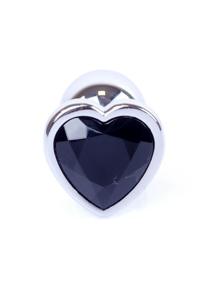 Анальна пробка - Jewellery Silver Heart Plug Black | Зображення 2