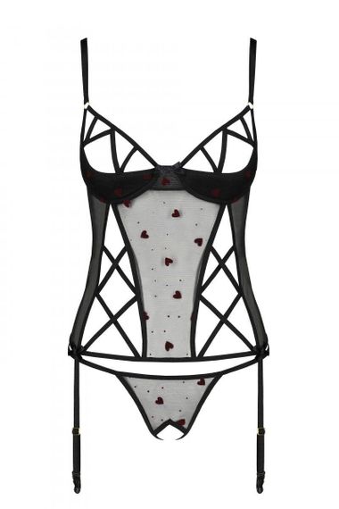 Корсет с подвязками, стринги Passion LOVELIA CORSET S/M, black sexstyle | Зображення 10