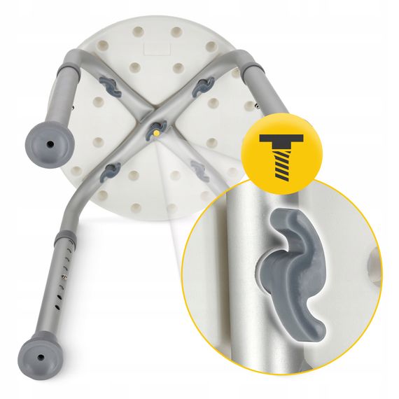 Стілець-табурет 4FIZJO для ванної та душу, регульований White/Grey (P-5905973403382) | Зображення 1